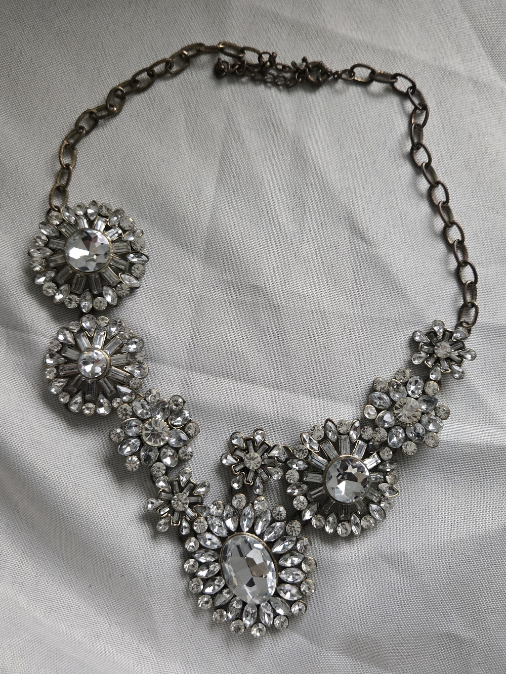 J.Crew Crystal Floral Statement Necklace - Silver